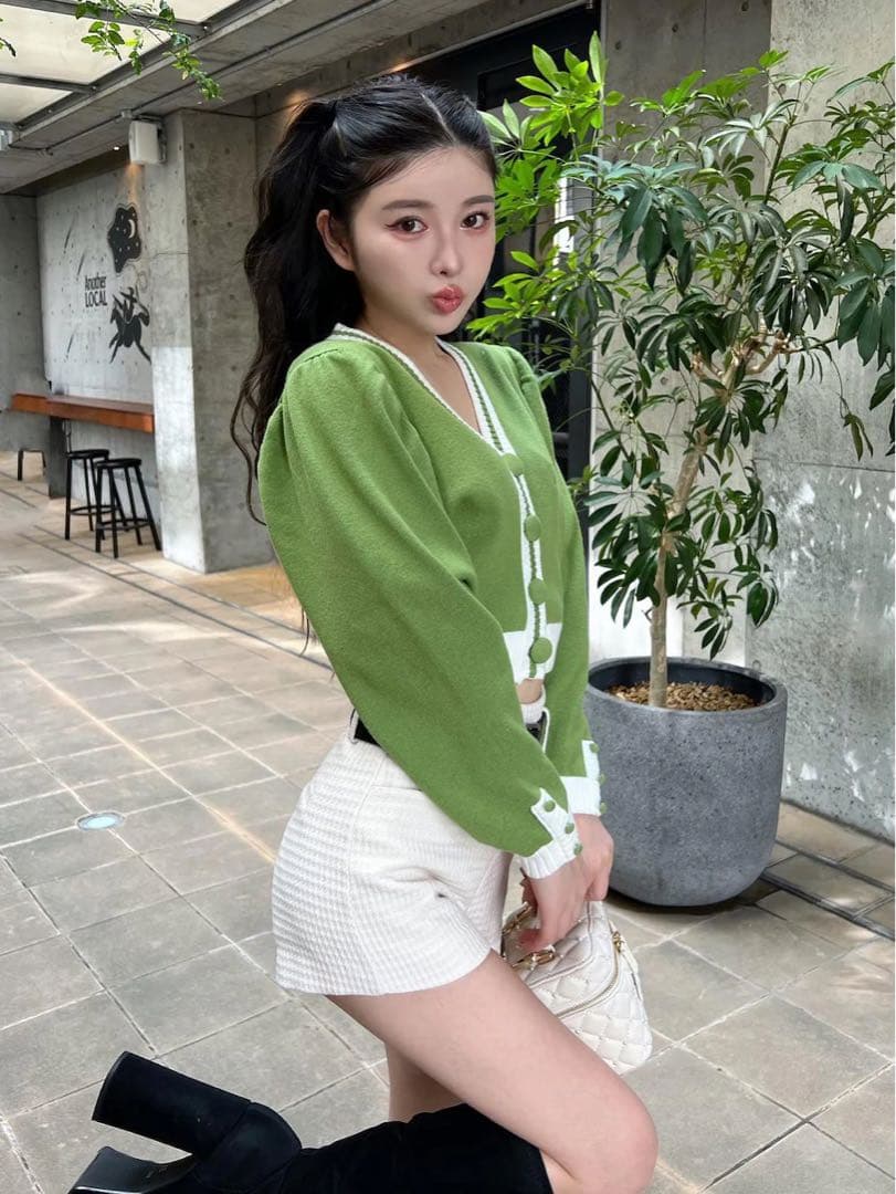 新品タグ付き ダーリッチ ツイードベルトショートパンツ ホワイト Mサイズ 白