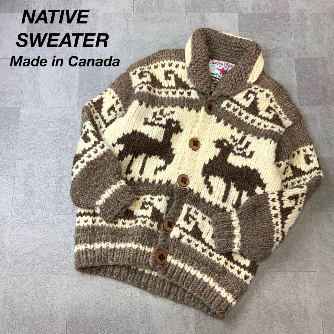 90‘s カナダ製 NATIVE SWEATER カウチンニットカーディガン