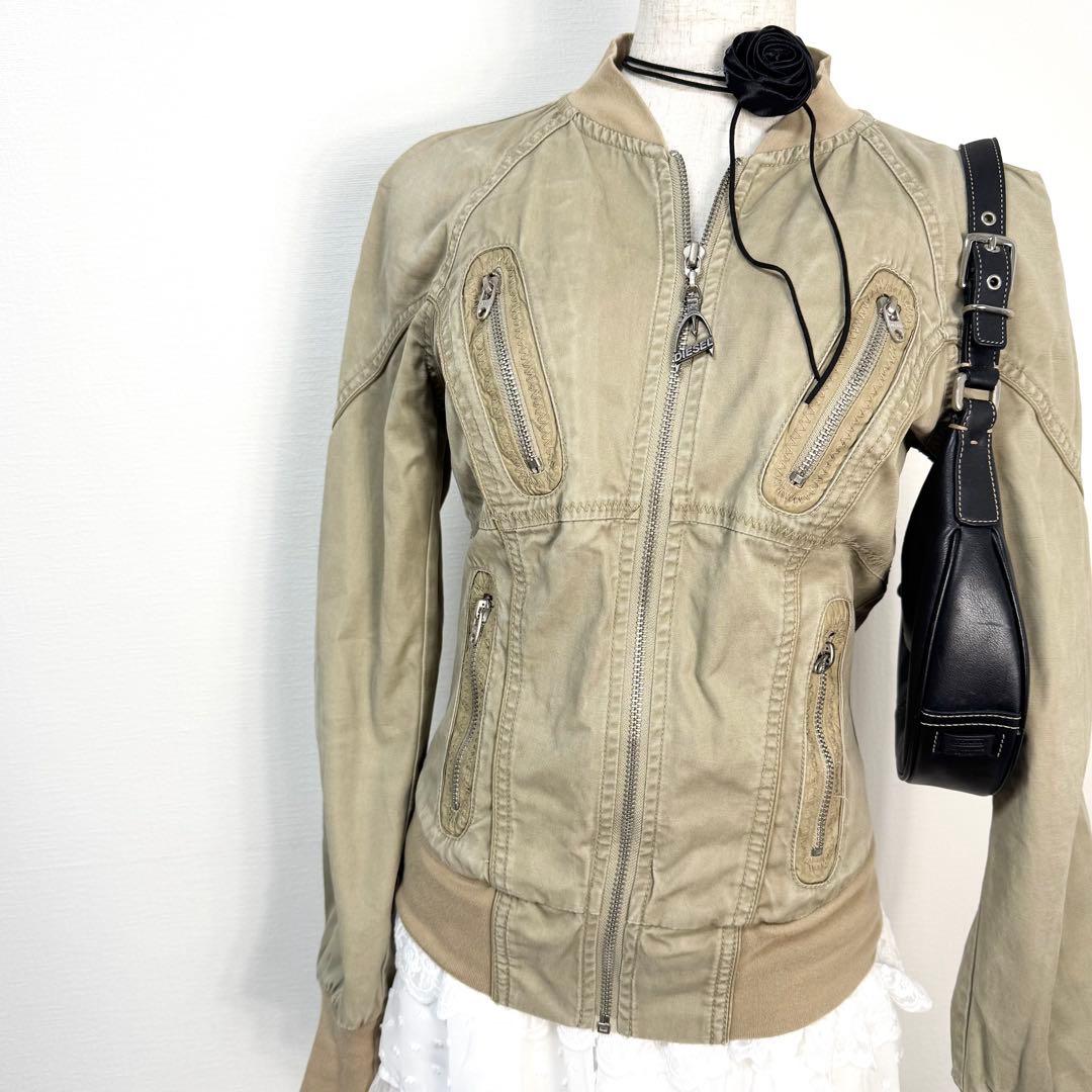 y2k❤️ 00s DIESEL 4ジップポケット ウエストシェイプ ブルゾン