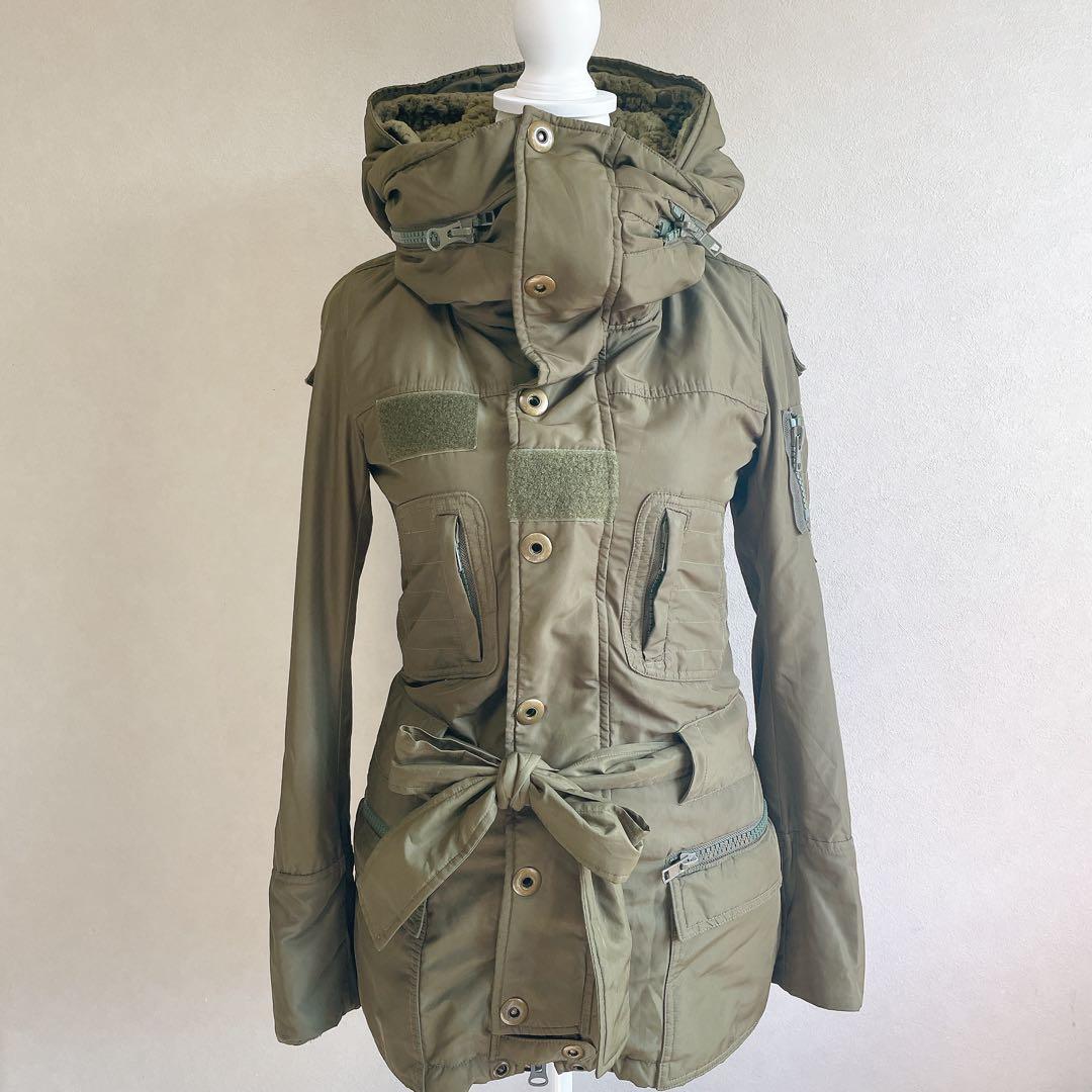 平成ギャル y2k　ミリタリーアウター　モッズコート　フェアリーグランジ　カーキ