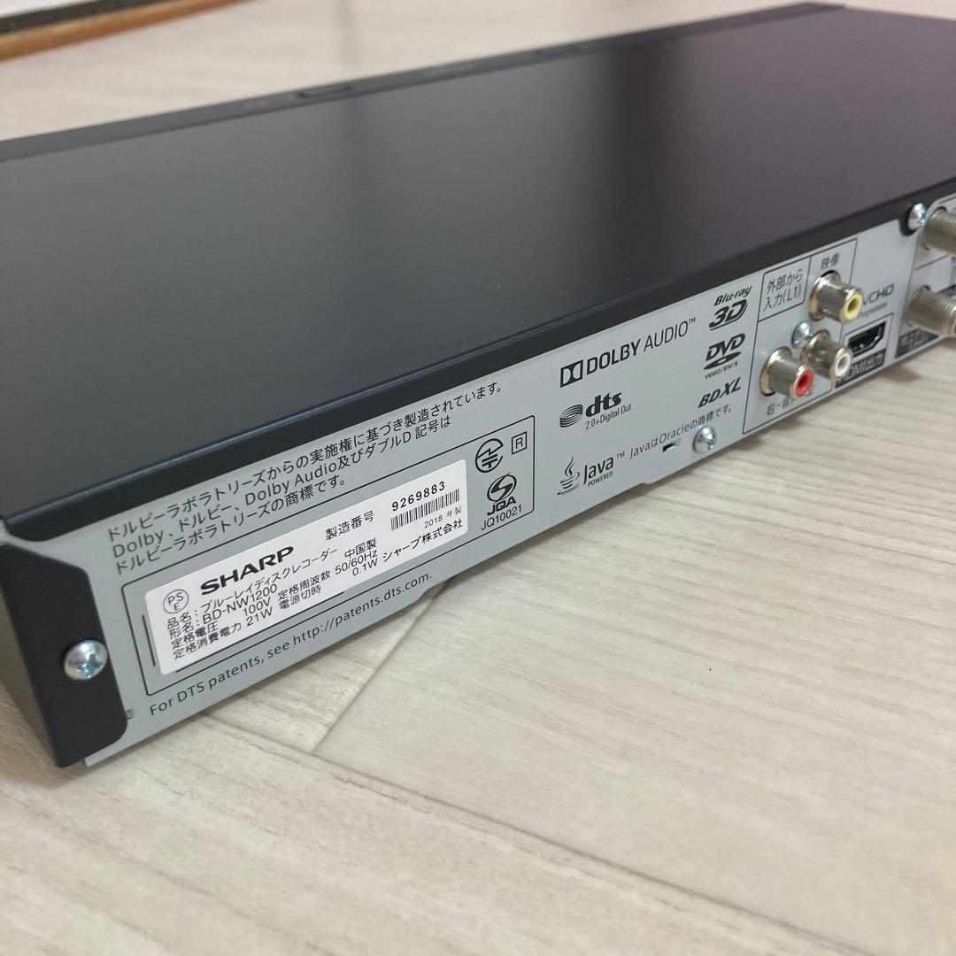 mai　SHARP BDレコーダー BD-NW1200 2018年製