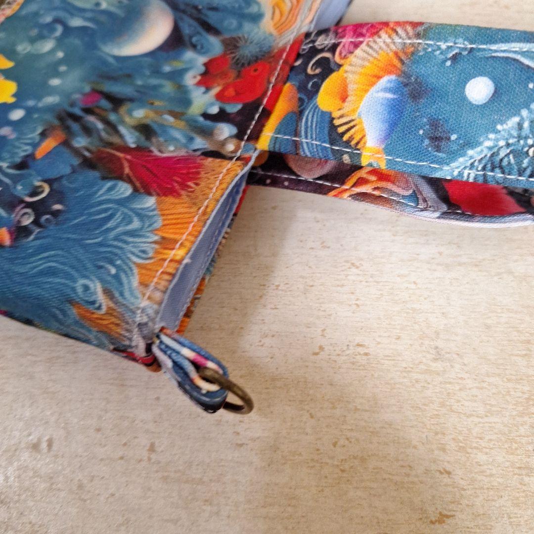 激レアねこと女の子パネル生地　ハンドメイド　まちなしバッグ　布バスケット