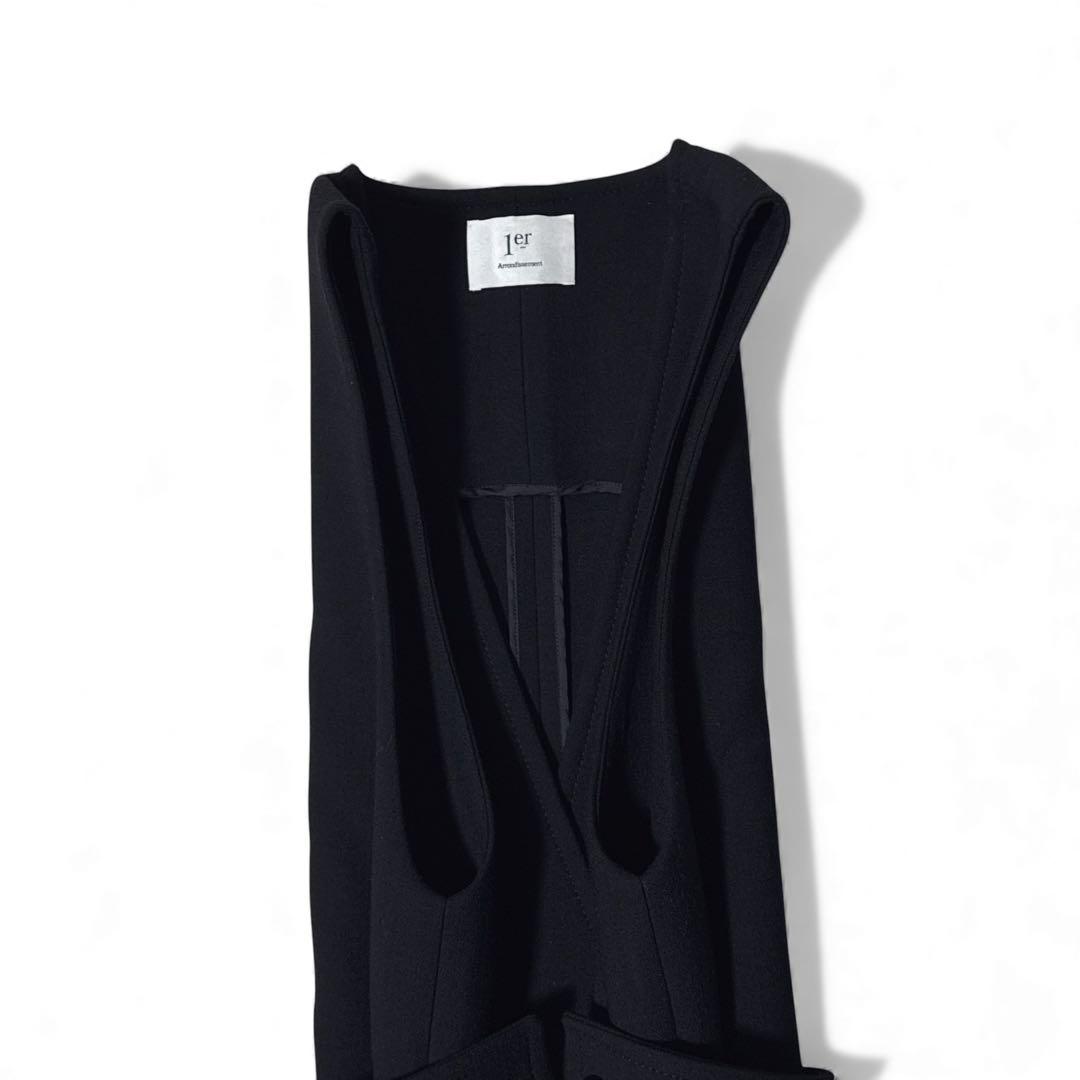 極美品✨️プルミエアロンディスモン　ウール　ロングジレ　サイドスリット　黒　38