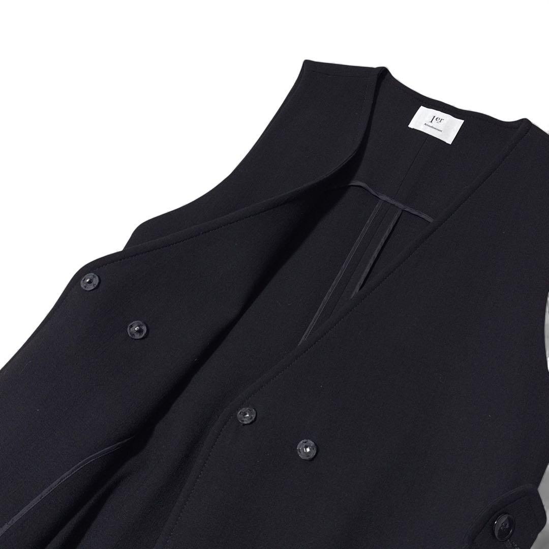 極美品✨️プルミエアロンディスモン　ウール　ロングジレ　サイドスリット　黒　38