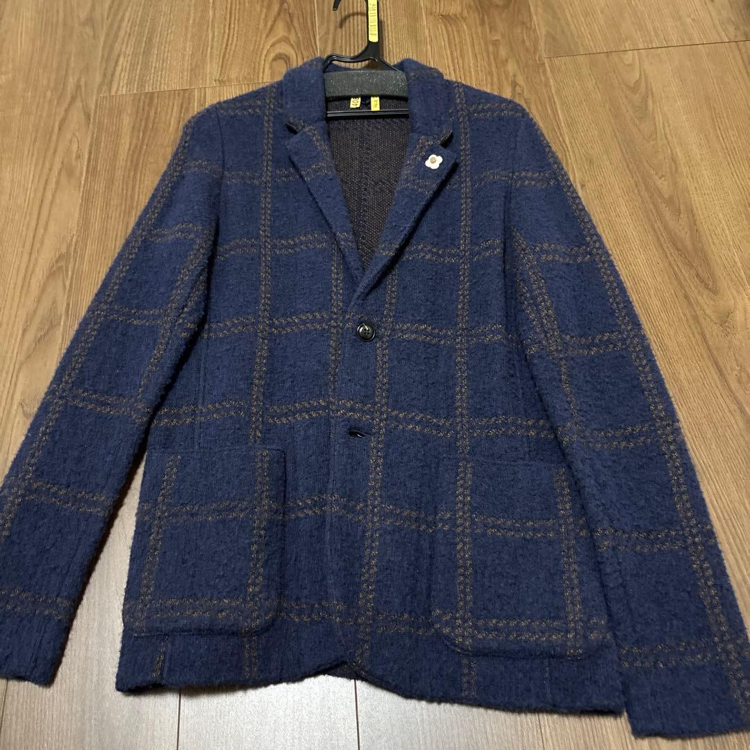 LARDINI ネイビー チェック柄 ジャケット