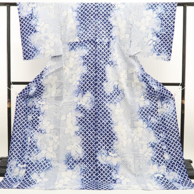 未着用 有松鳴海絞り 夏着物 綿 高級仕立て 仕付け糸付 高級浴衣 6167