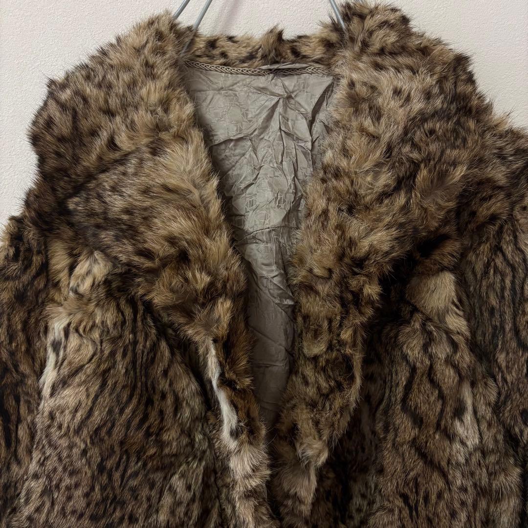 王道： 極美品✨ 豪華リアルファーコート 豹柄 リンクス風 希少 L相当 セレブ