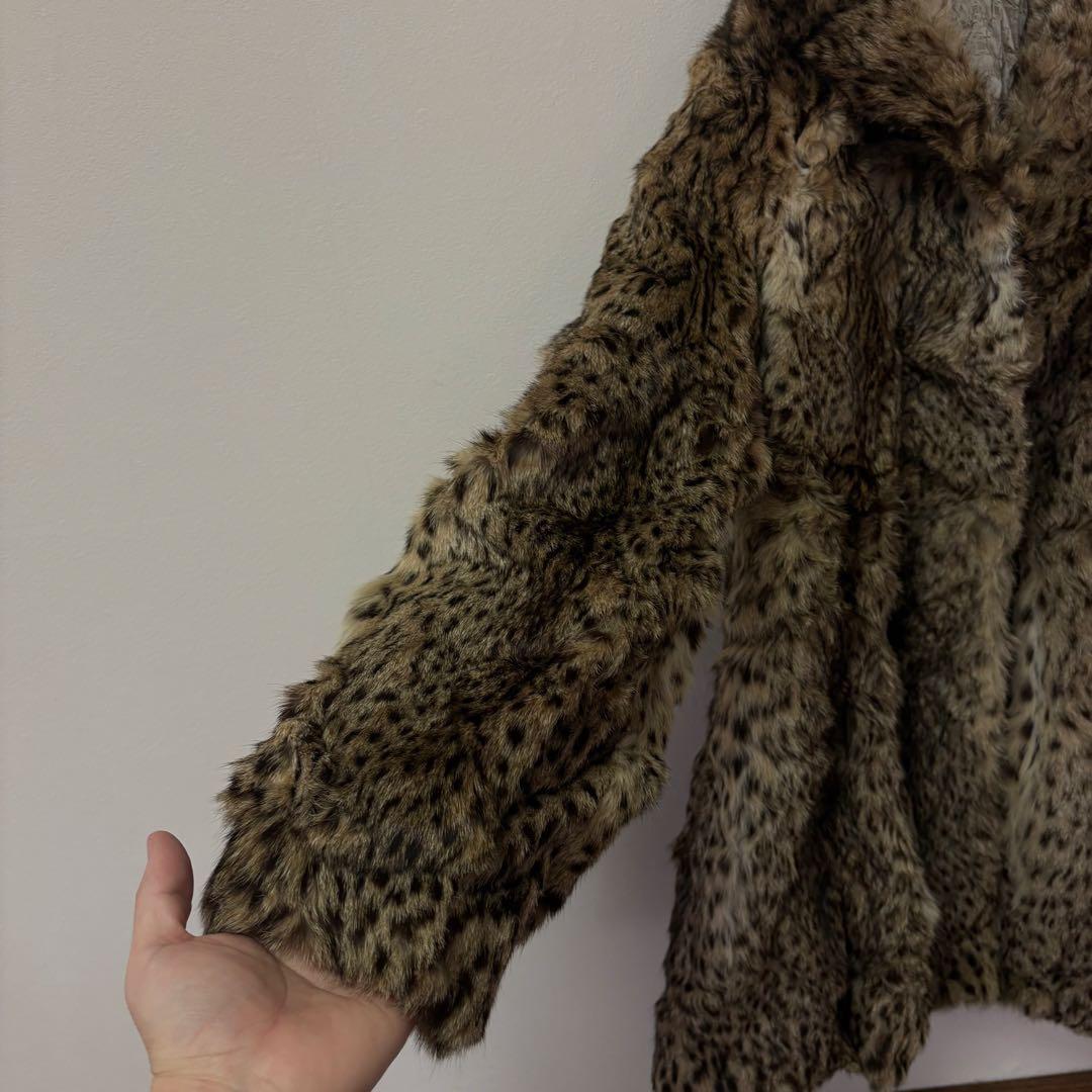 王道： 極美品✨ 豪華リアルファーコート 豹柄 リンクス風 希少 L相当 セレブ