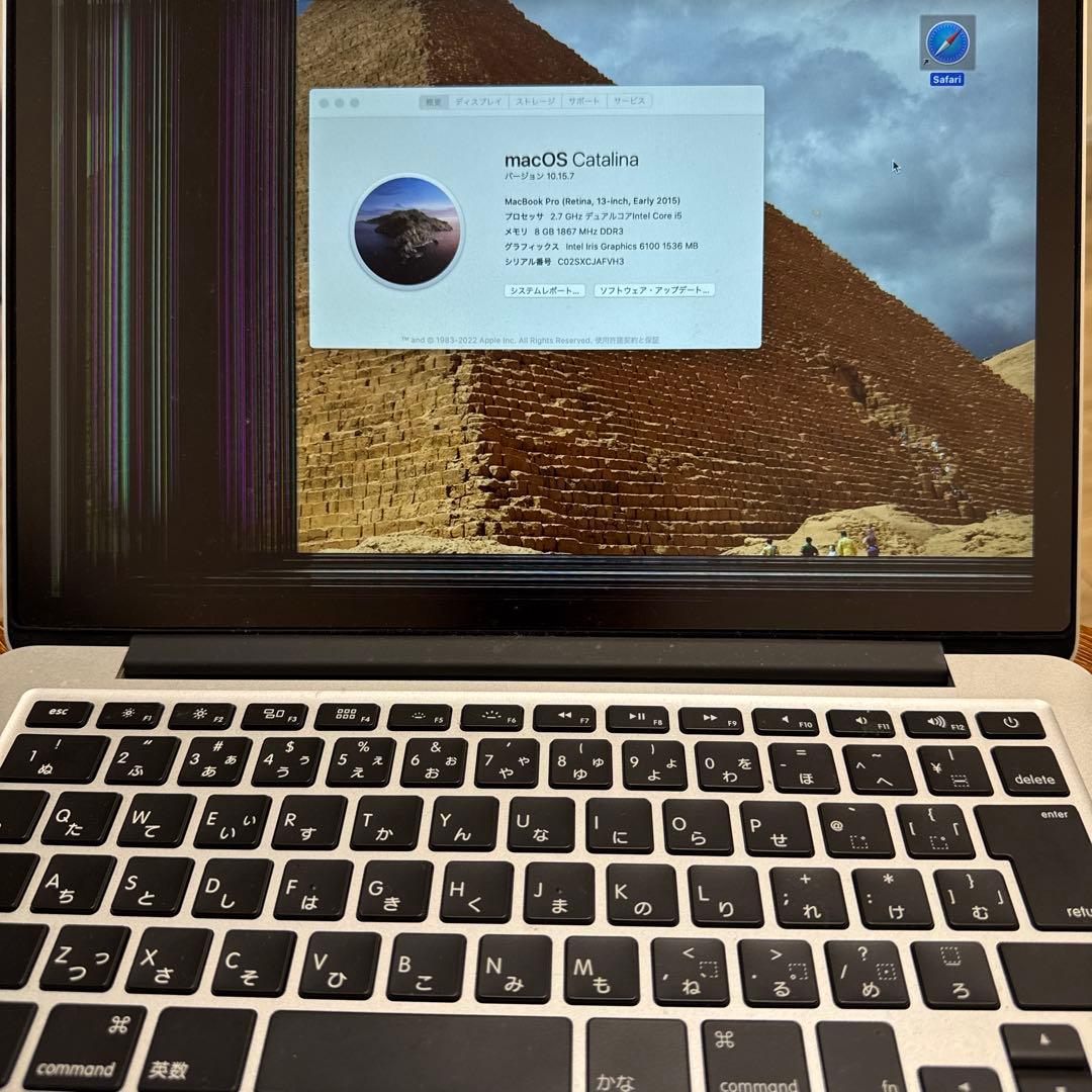 【ジャンク】MacBook Pro 2015 ディスプレイ不具合(付属品完備)