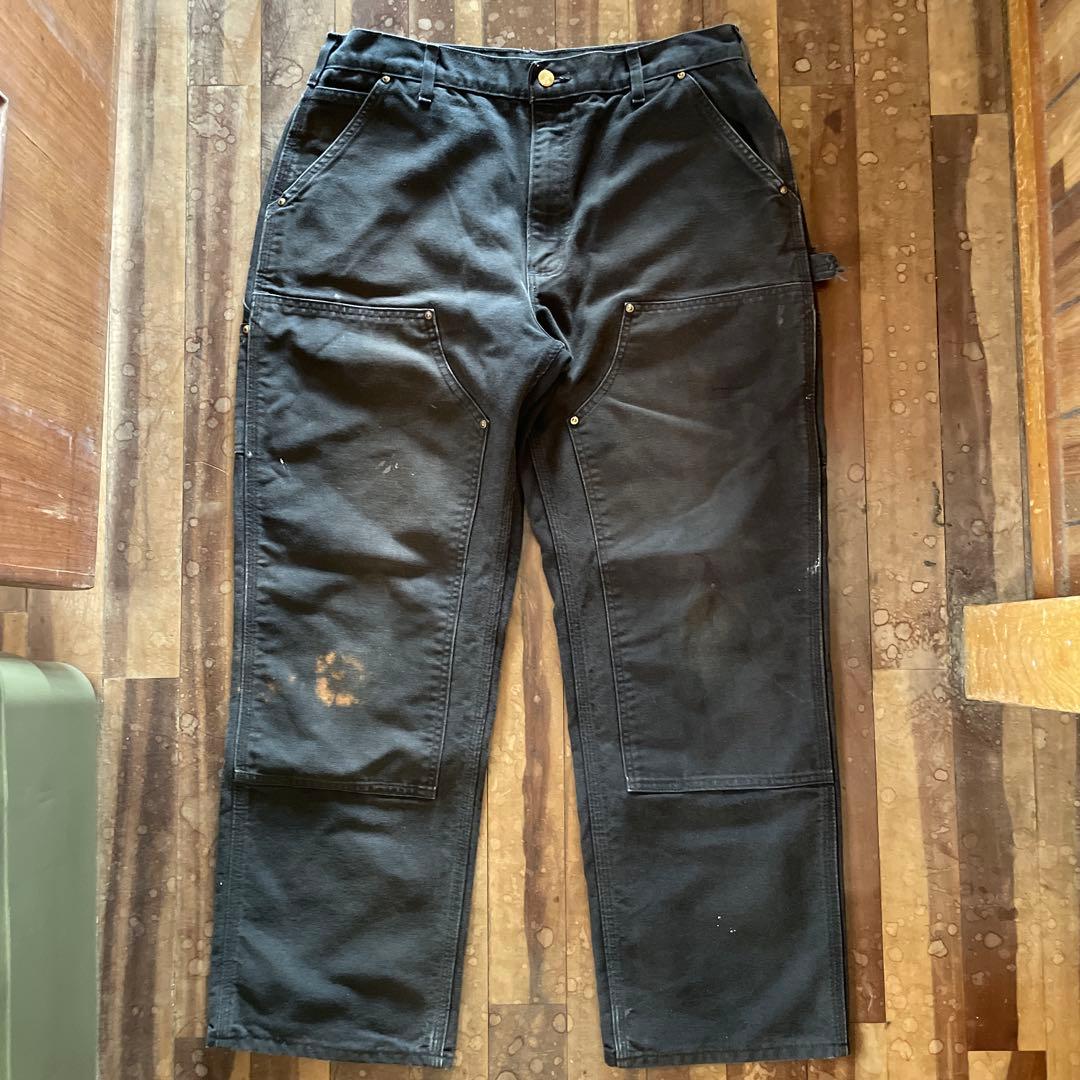 USA製 Carhartt B01-BLK ダブルニー 36×30 黒 フェード