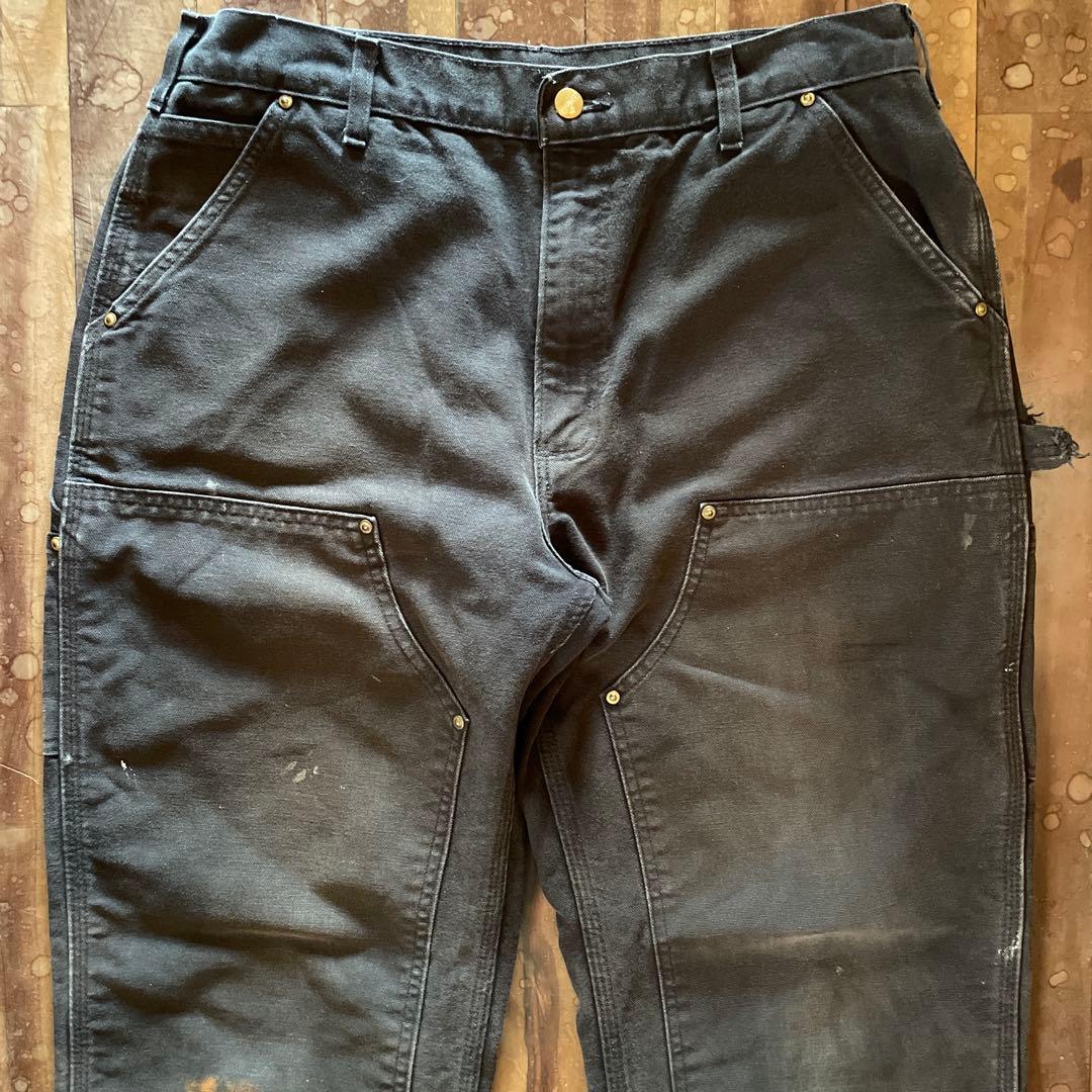 USA製 Carhartt B01-BLK ダブルニー 36×30 黒 フェード