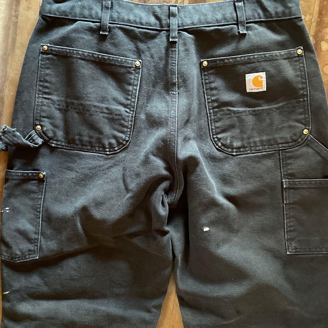USA製 Carhartt B01-BLK ダブルニー 36×30 黒 フェード