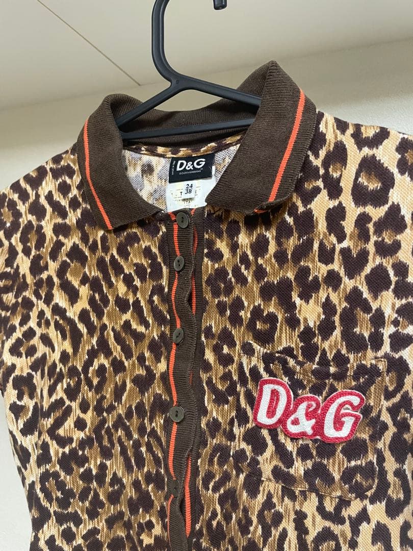 イタリア製【D&G】ヒョウ柄半袖ポロシャツ　コットン　レオパード　SIZE38