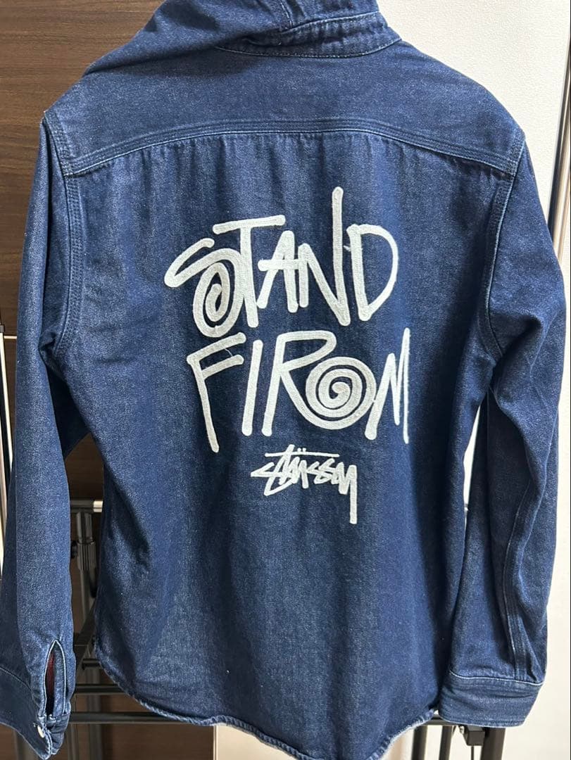 stussy デニム刺繍　ジップアップライトアウター