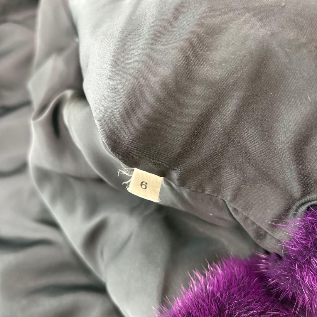 ミンク 毛皮 ショートコート フード付 紫 サイズ6