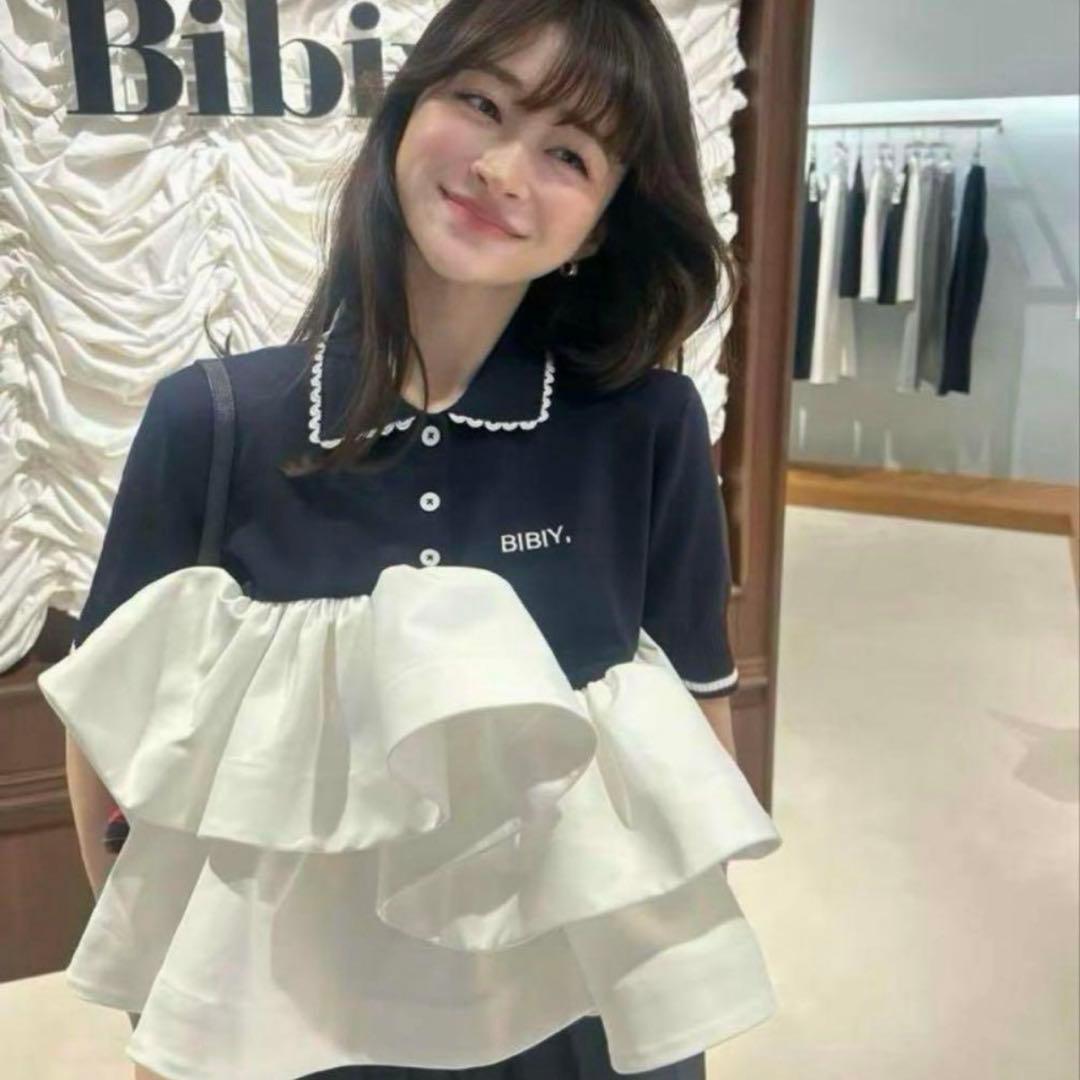 Bibiy フリル付き半袖ポロシャツ