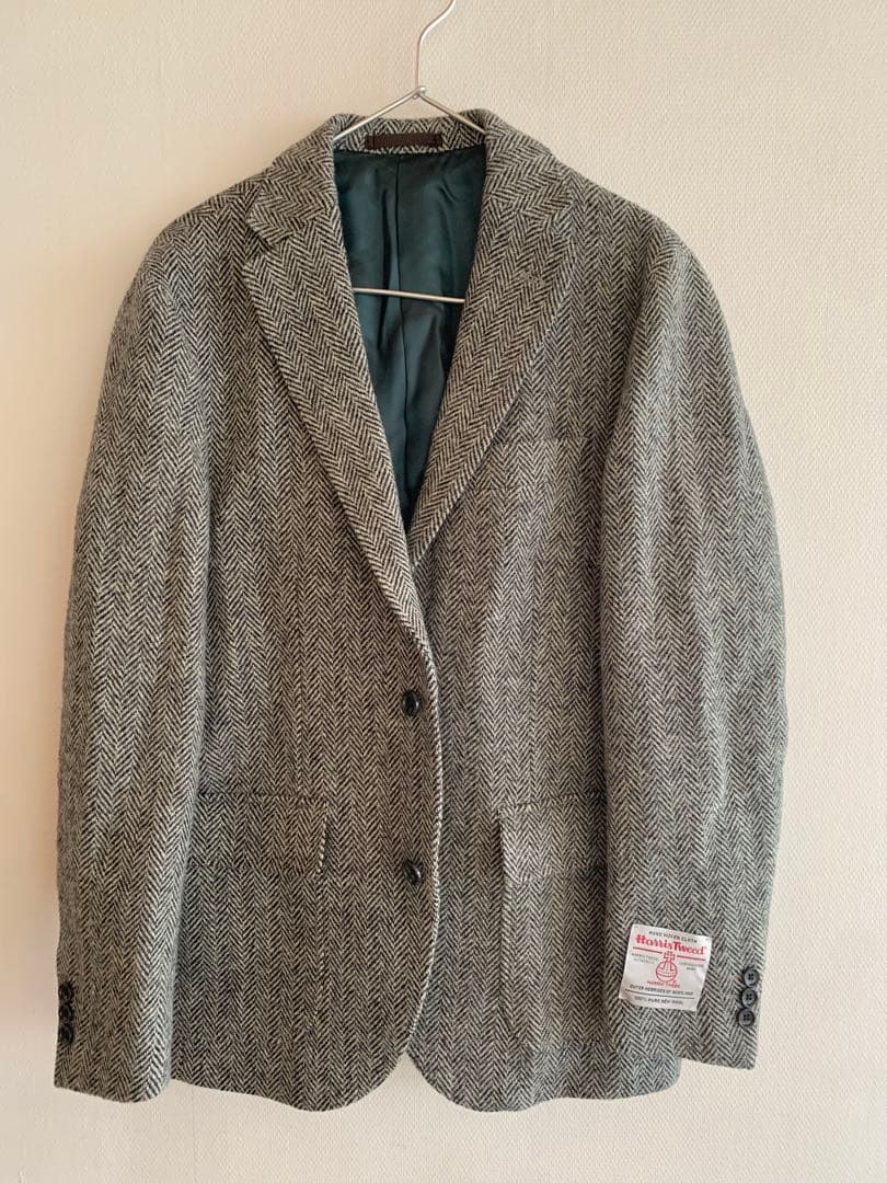 新品未使用Harris Tweed ヘリンボーンジャケット グレー
