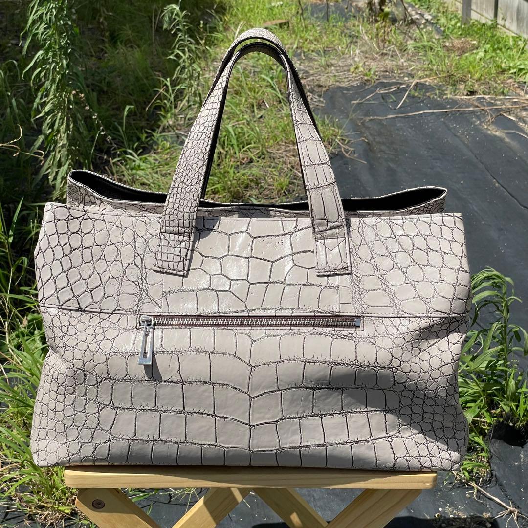 キャン様　希少！JRA認定　目地染めアリゲーター　特大トラベルボストンバッグ