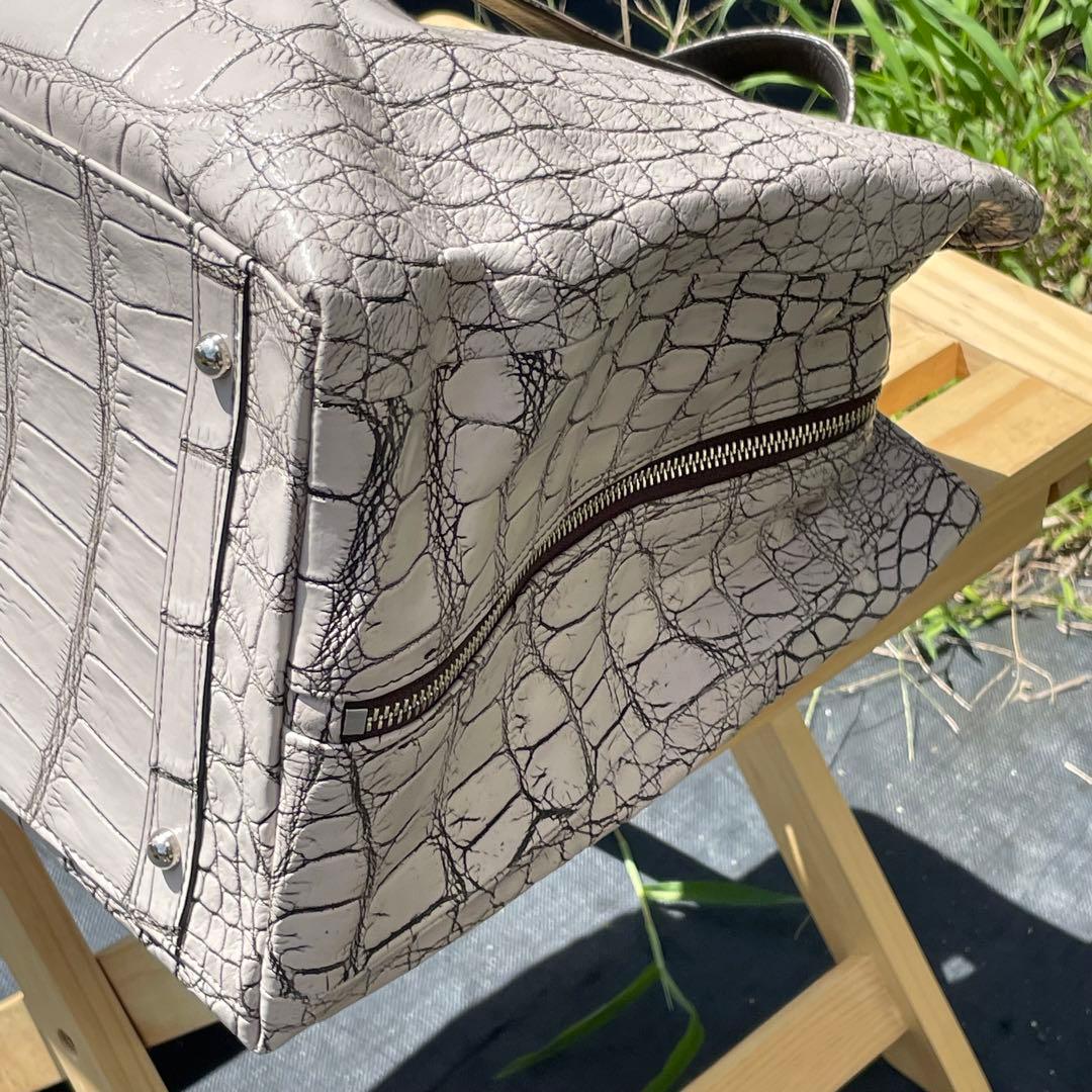 キャン様　希少！JRA認定　目地染めアリゲーター　特大トラベルボストンバッグ
