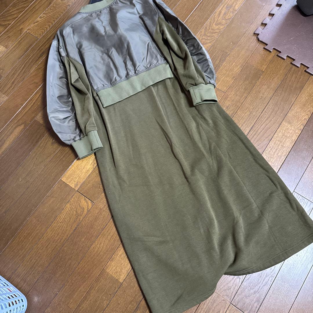 ラシュッド　ミリタリー　カーキ　オリーブカラー 長袖カットソーワンピース 38