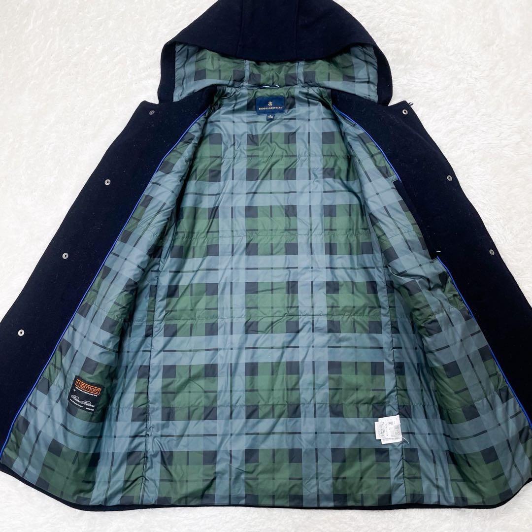 ブルックスブラザーズ ダッフルコート Thermore 中綿 ウール M〜L 紺