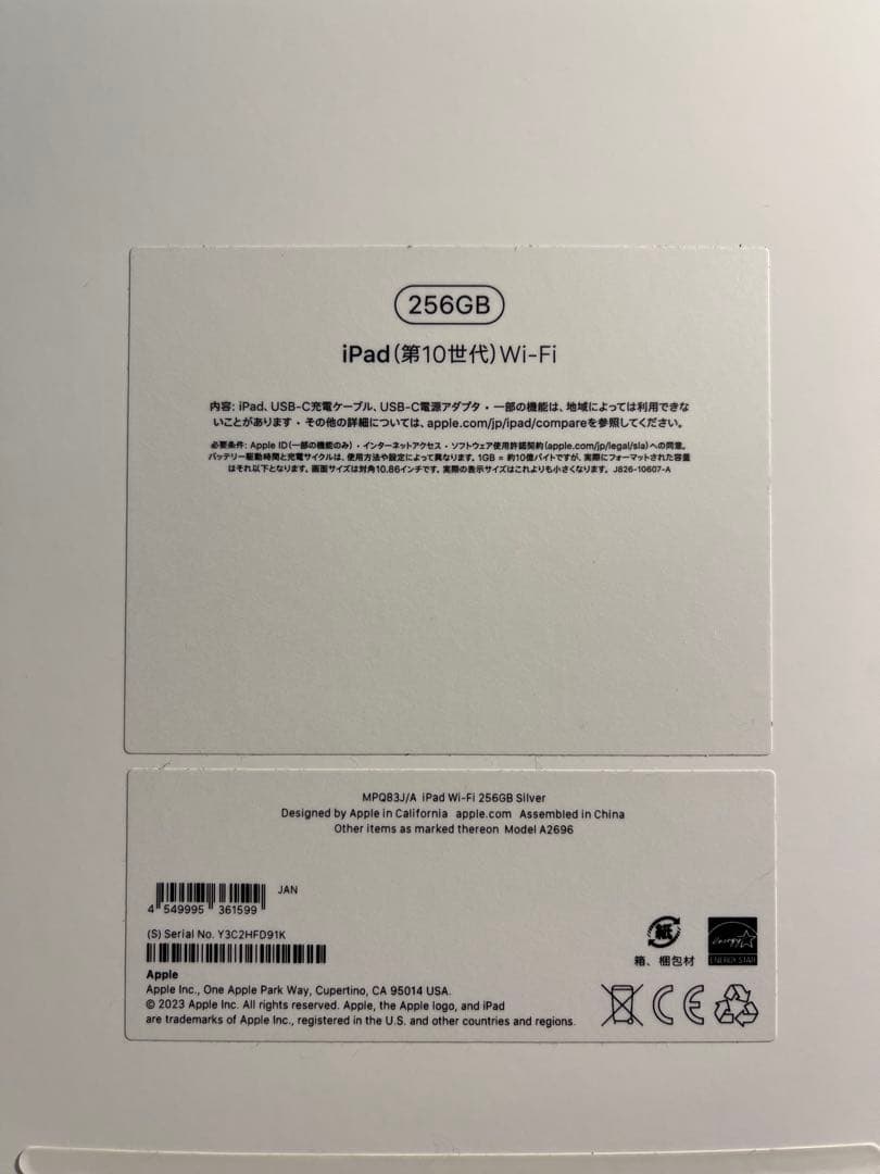 Apple iPad 第10世代 256GB Wi-Fiモデル シルバー 本体