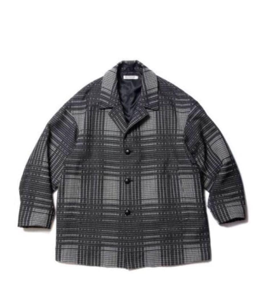 ジャケット・アウター Jacquard Check Wool Short Chester Coat