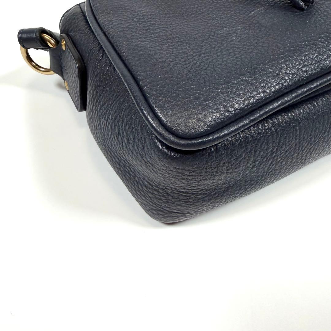 【未使用級】【近年】フェリージ　ショルダーバッグ　シボ革　タッセル　ネイビー