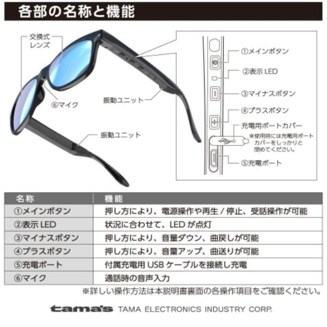 Bluetooth 骨伝導サングラス型イヤホン IPX4