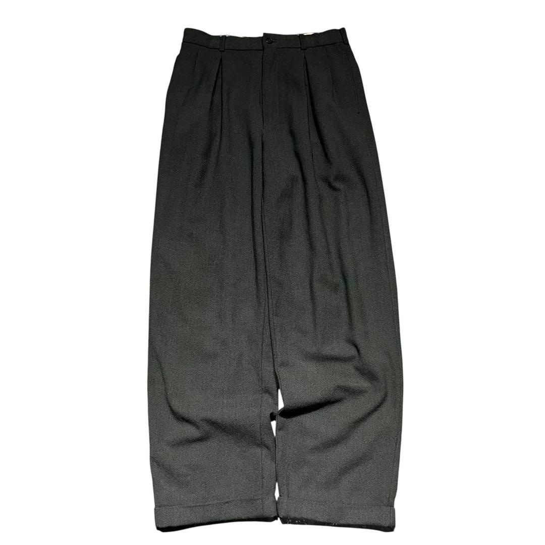 90s~ EMPORIO ARMANI ウール ドレープ ワイド スラックス