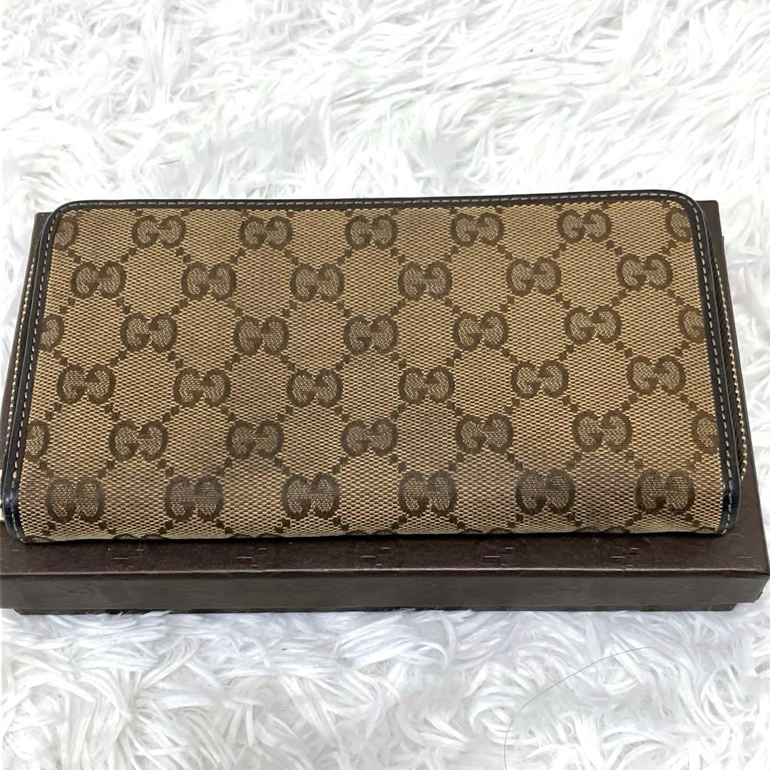 GUCCI　長財布　GG柄　キャンバス　ラブリーハート　ラウンドジップ