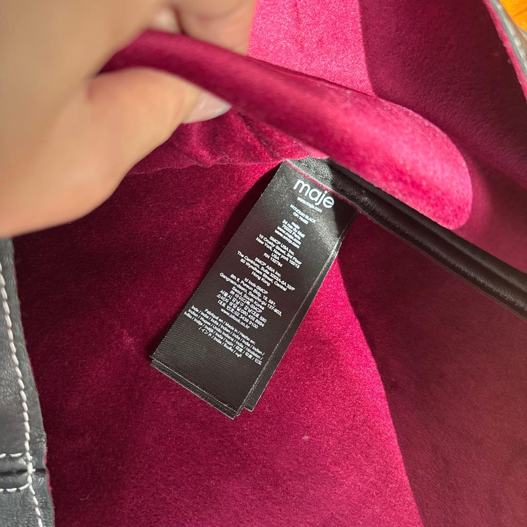 maje レザー　台形　ミニスカート　34 ベルト付き　マージュ　ブラック