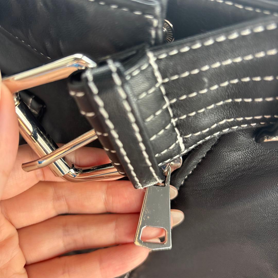 maje レザー　台形　ミニスカート　34 ベルト付き　マージュ　ブラック