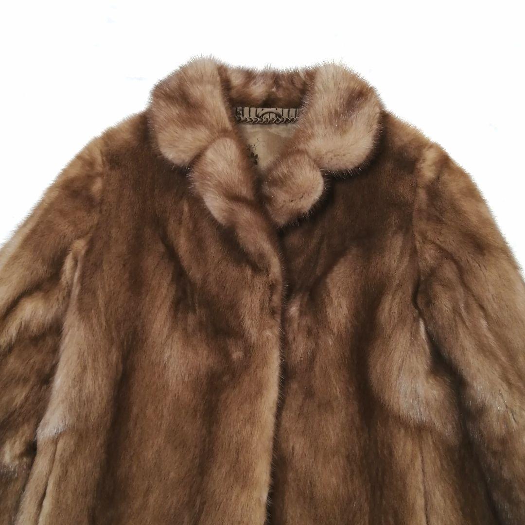 デミバフミンク　毛皮 コート　リアルファー　9　ゆったり　毛並み良好　高級感