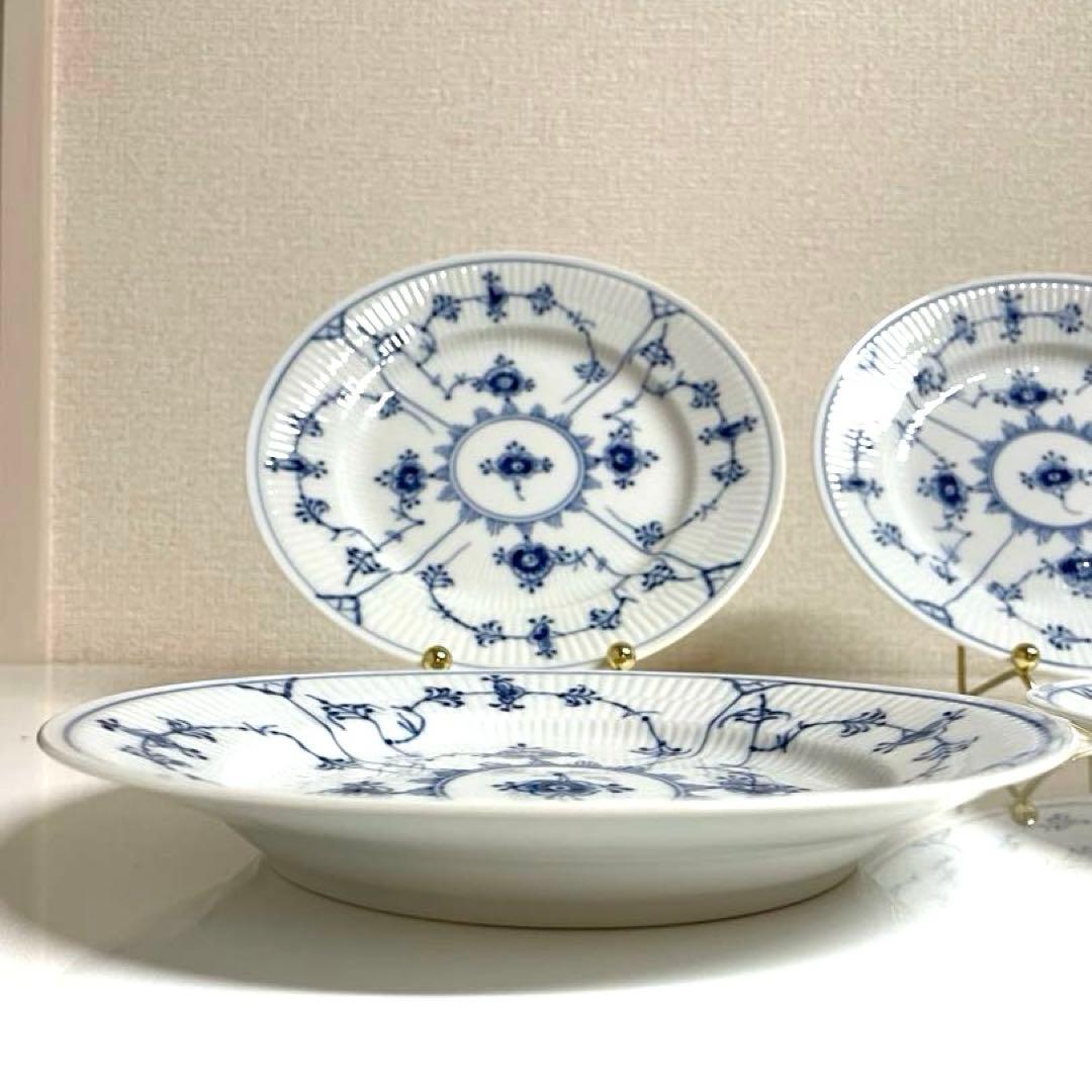 【美品】ロイヤルコペンハーゲン ブルーフルーテッド プレイン 19cm 皿 4枚