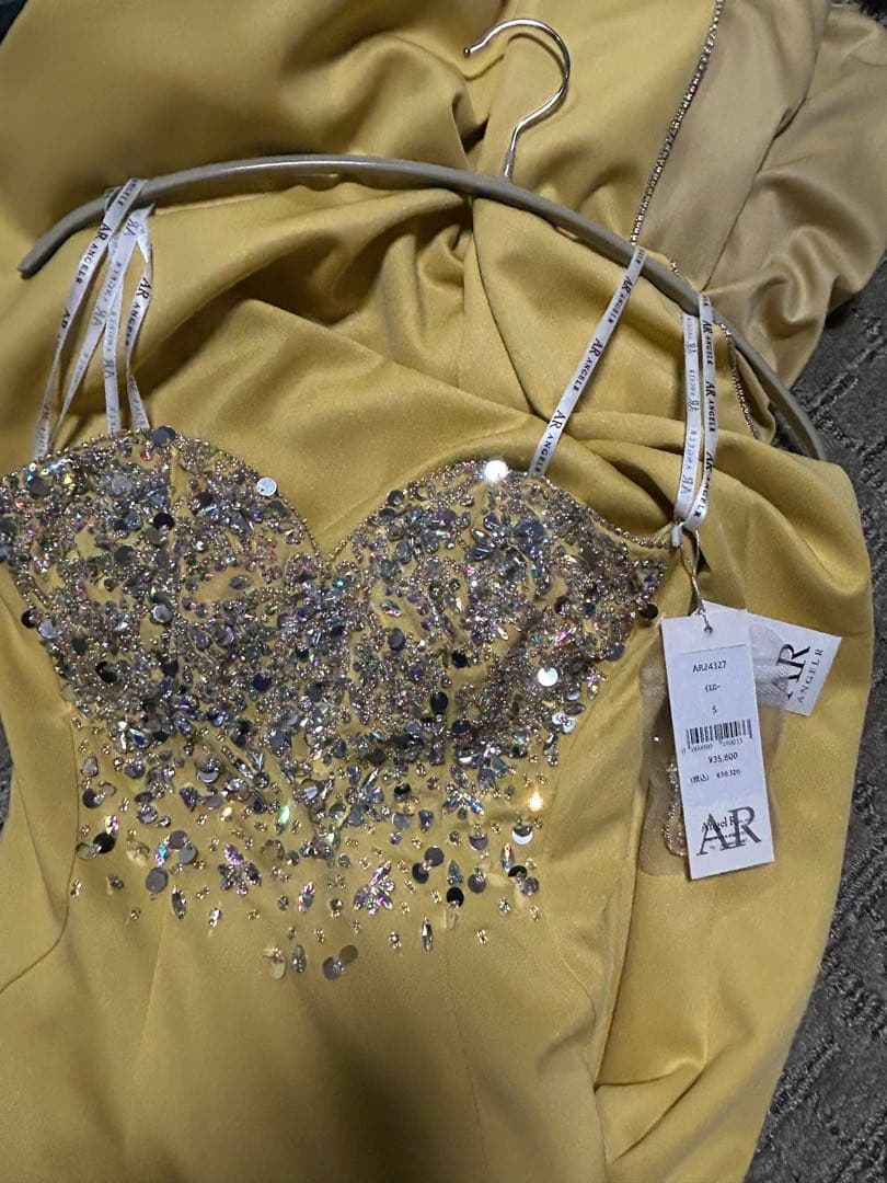 ANGEL-R エンジェルアール イエロービーズ装飾マキシドレスキャバドレス