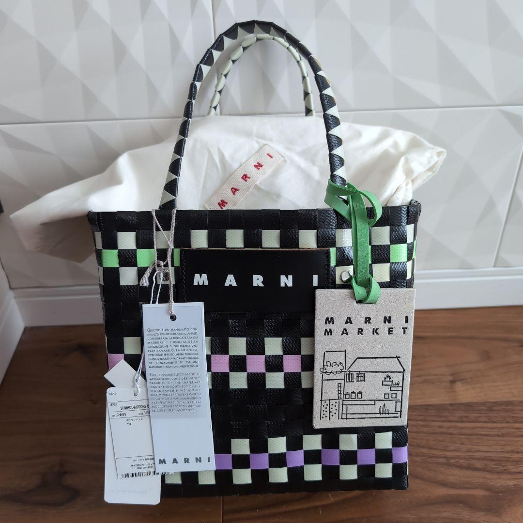 MARNI MARKET かごバッグ 中型 チェック柄