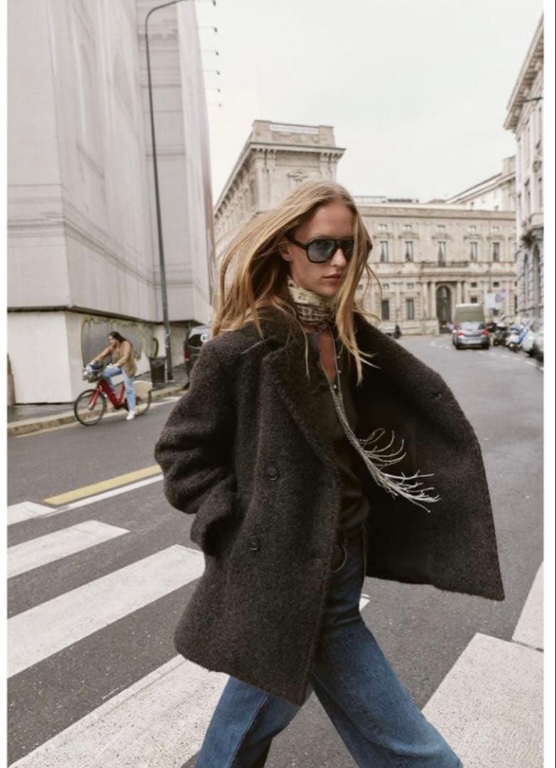 ZARA完売レア！ブークレダブルミディコート