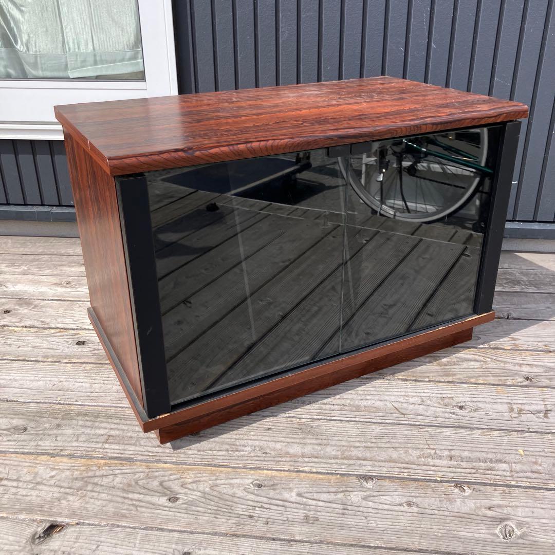 昭和レトロ ミッドセンチュリー 古家具 ガラス扉木製レコードラック キャビネット