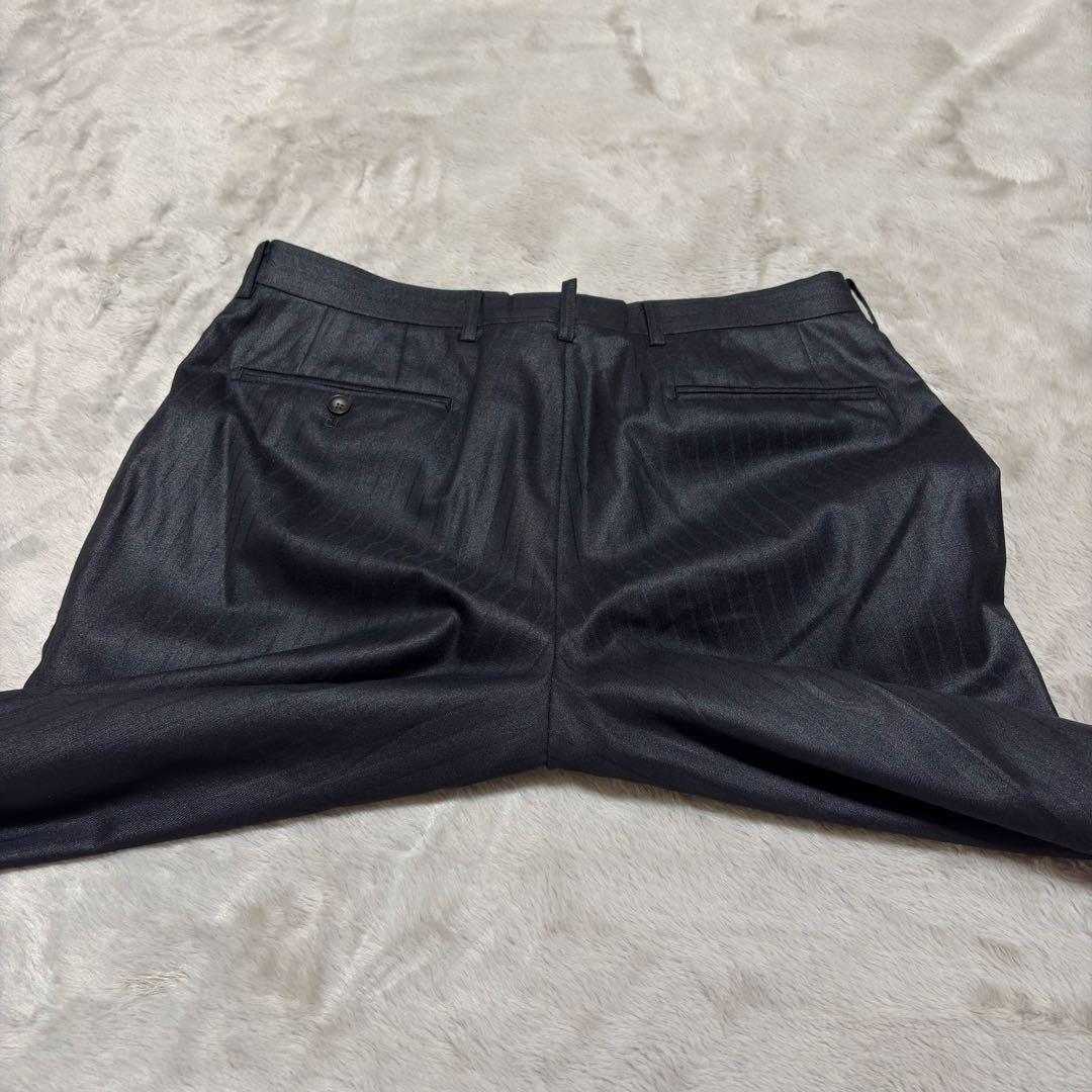 美品 パーソンズフォーメン 3ピース スーツ ブラック ストライプ AB4 光沢