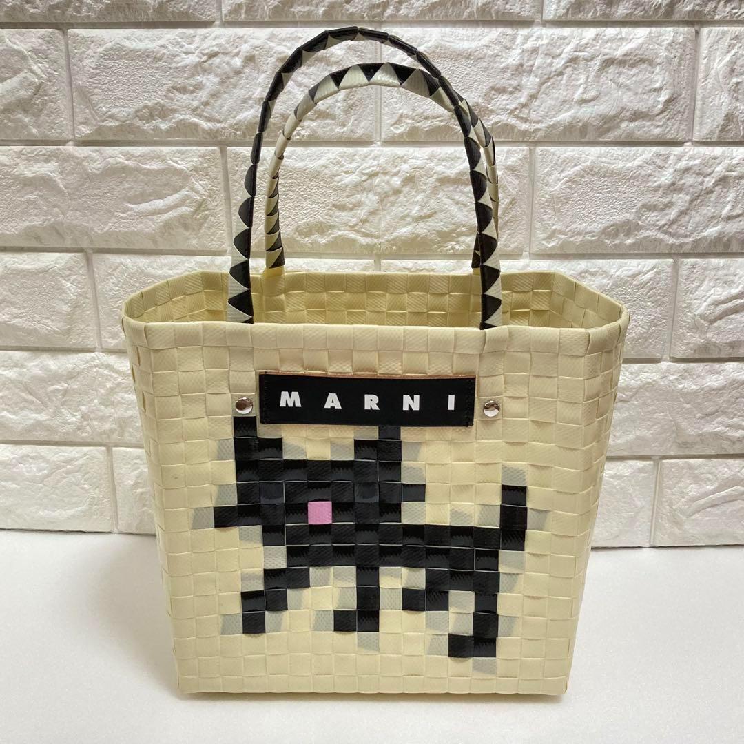 美品 MARNI マルニ FLOWER CAFE キャット バスケット トート