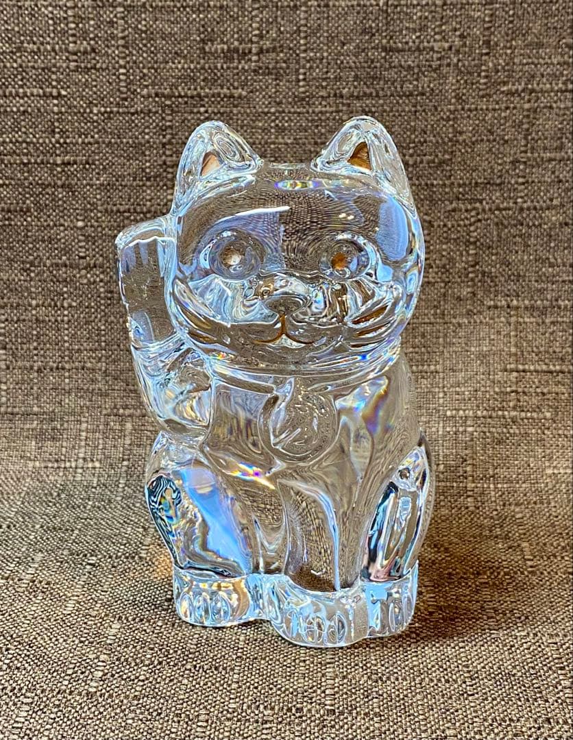Baccarat バカラ クリスタル 招き猫 箱なし イニシャル入り 10cm