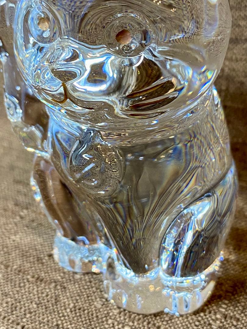 Baccarat バカラ クリスタル 招き猫 箱なし イニシャル入り 10cm