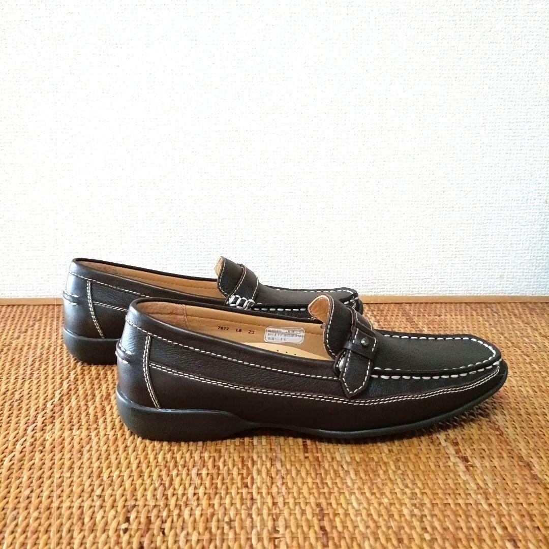 【未使用】REGAL 本革シューズ　ローファーシボ革　ダークブラウン　23cm