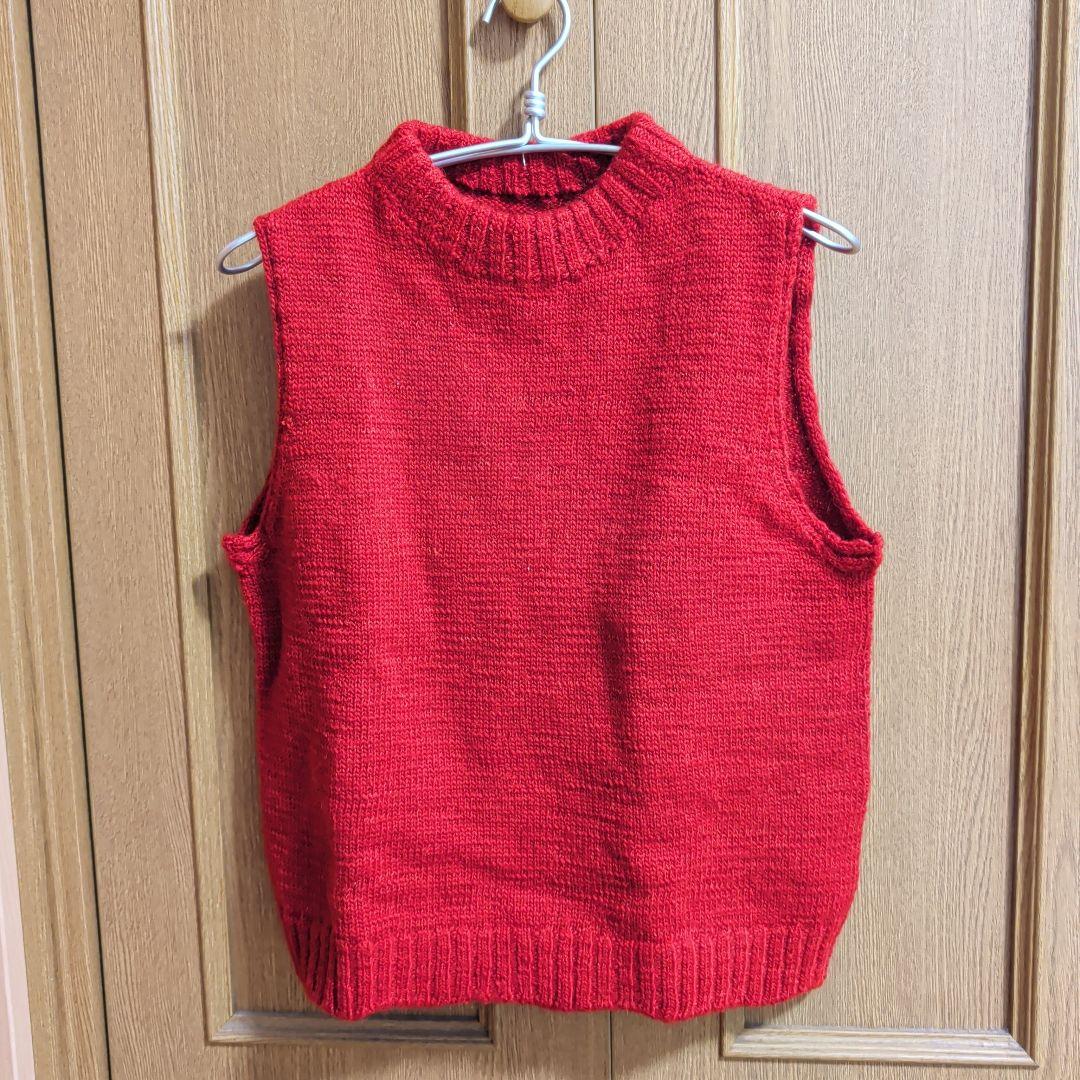 中川政七商店　麻ウールのニットベスト 赤