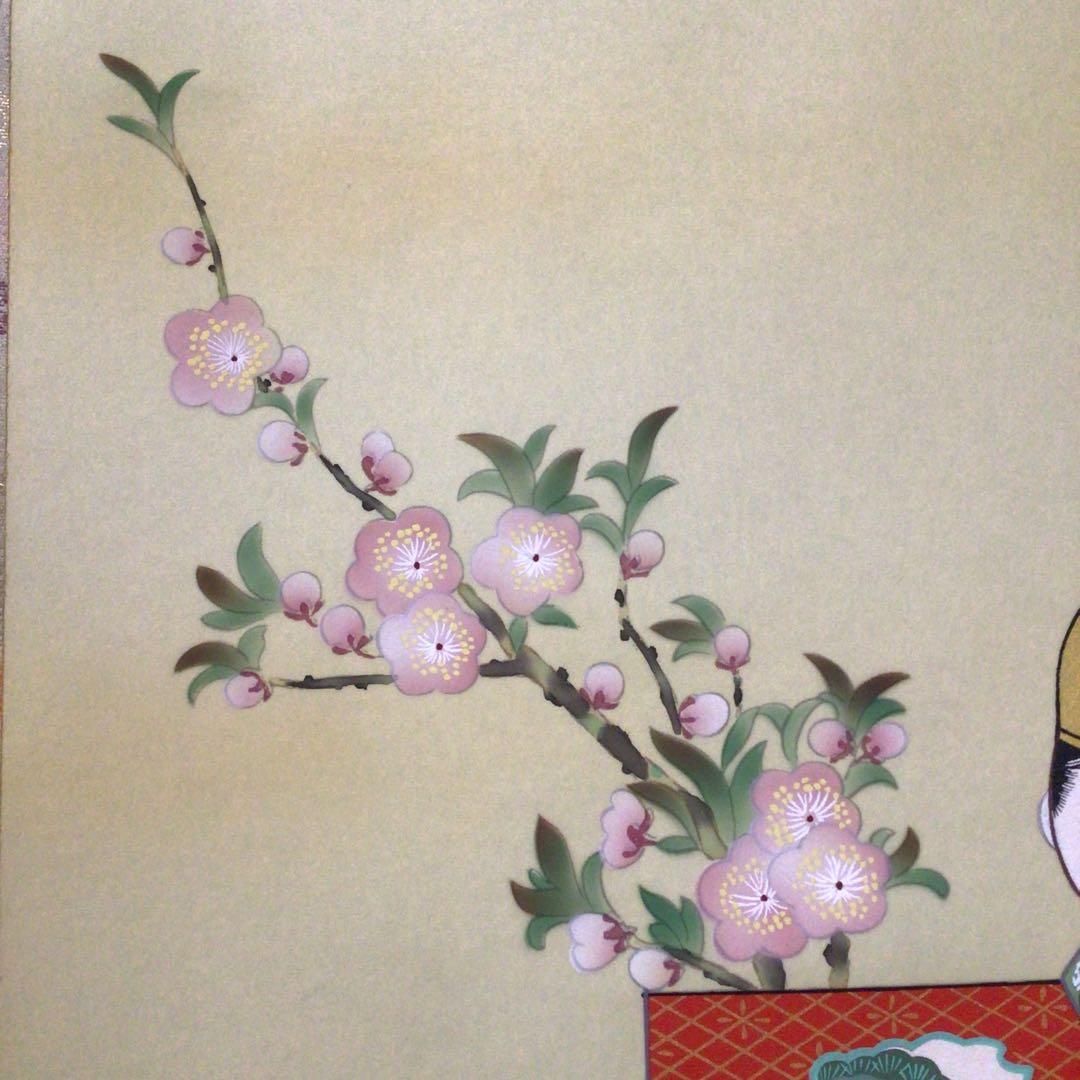 No5488 掛軸　寛人　「立雛」　立雛図　絹本着色　共箱　縁起物　送料無料