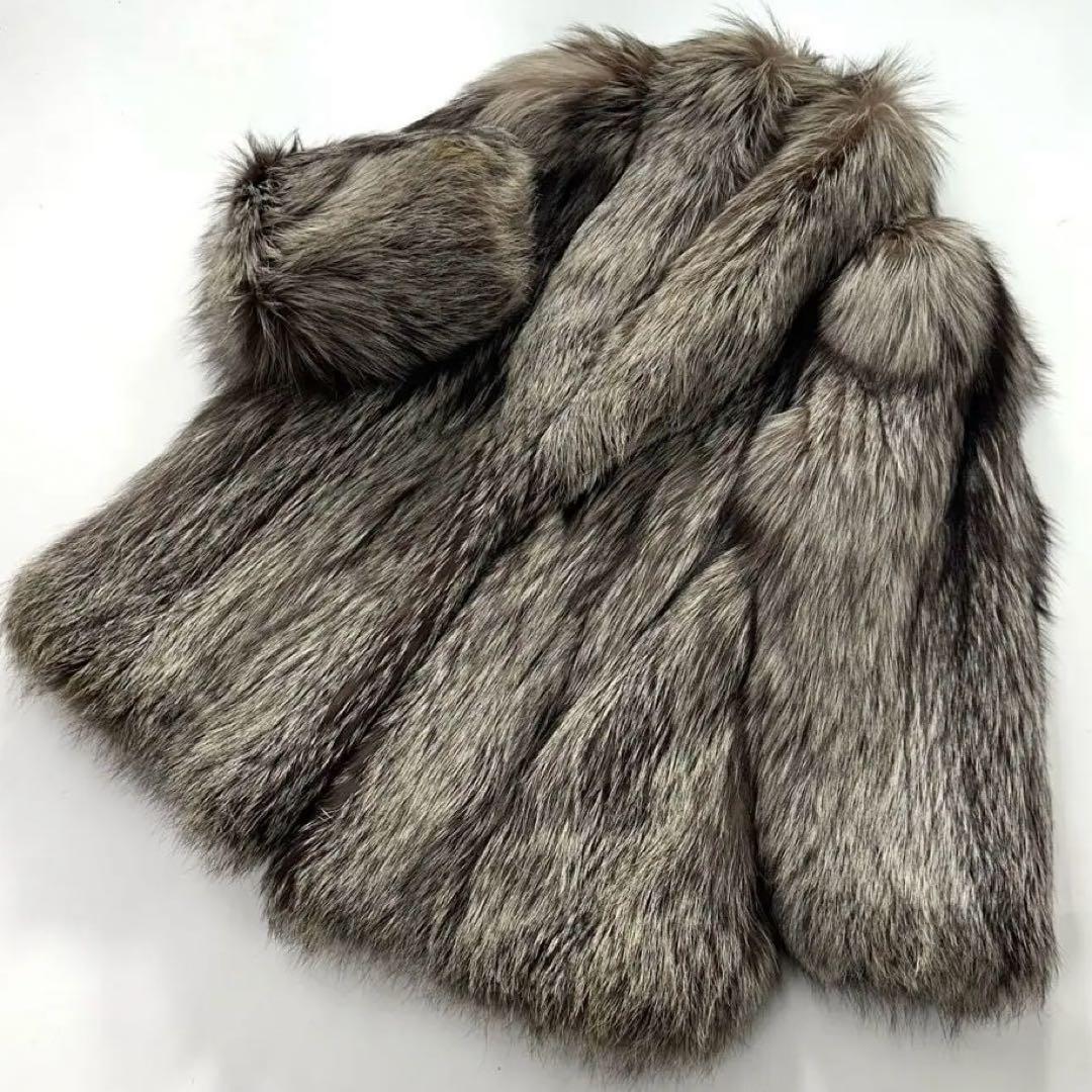 ボリューム◎シルバーフォックス ファーコート 毛並み良好 13号　大きいサイズ