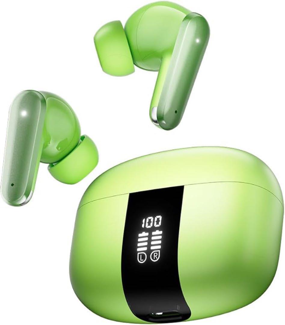 グリーン ワイヤレスイヤホン TRUE WIRELESS STEREO