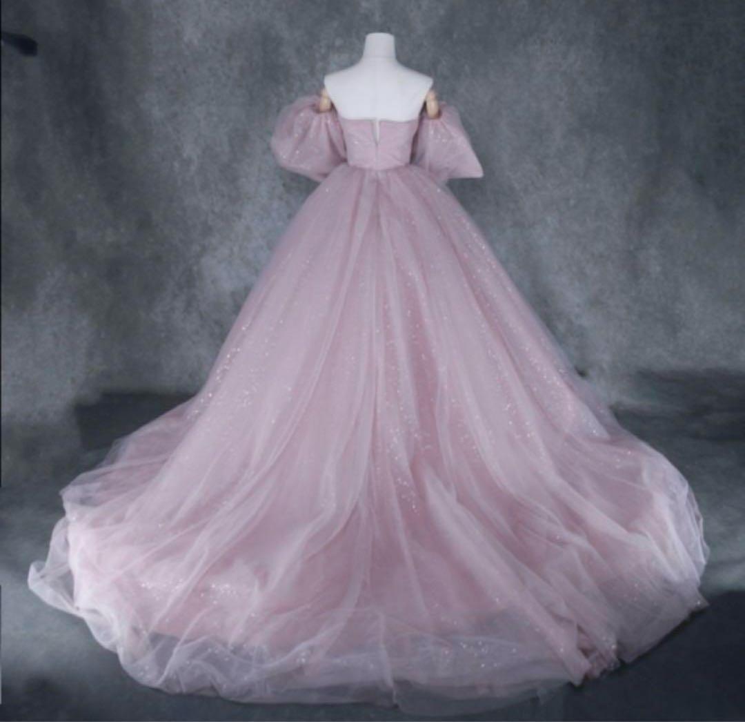 ウエディングカラードレス　6点セットプリンセスライン ピンク パニエ付き値下中！