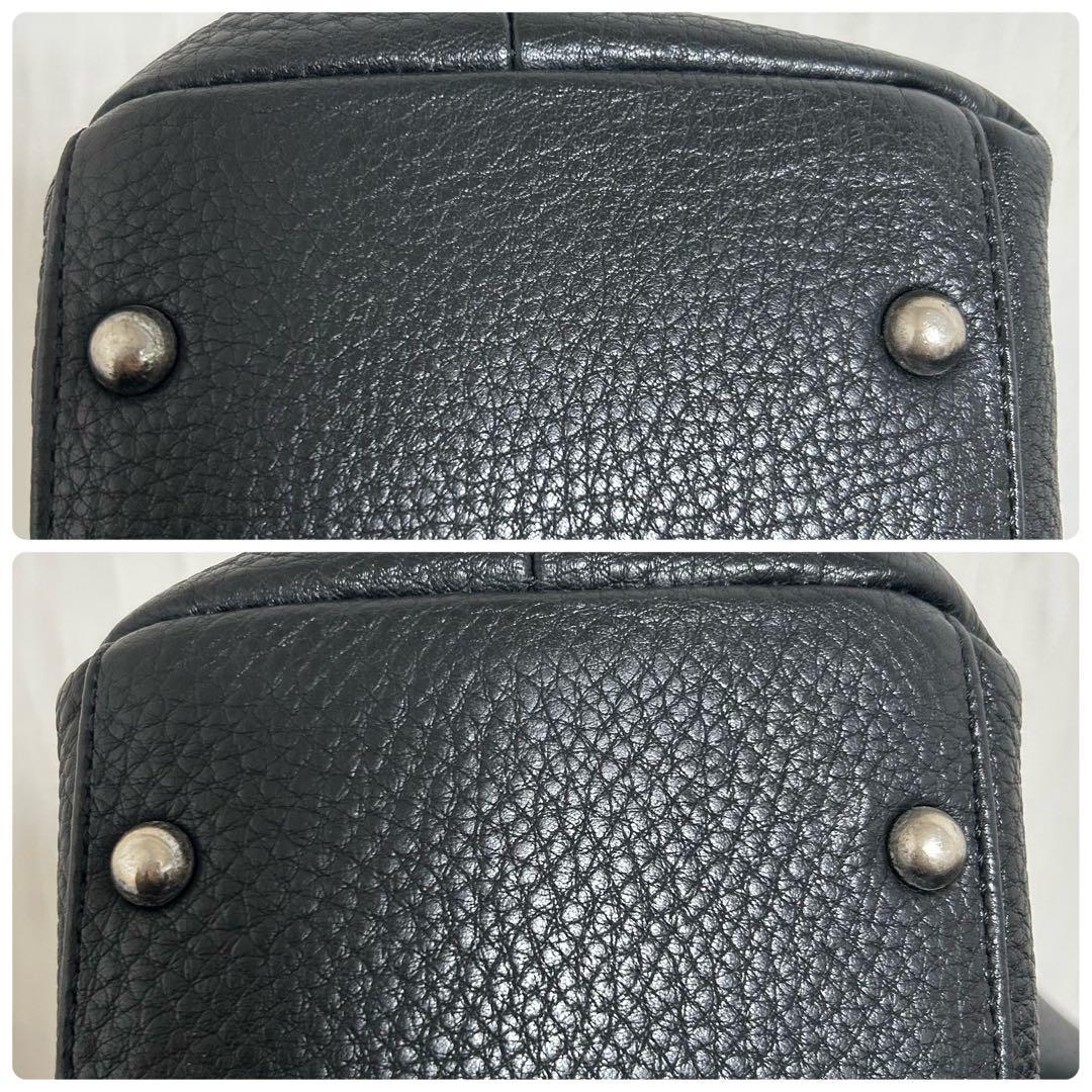 WAKO ワコウ 銀座和光 ブラック 黒 シボ革 レザー　ハンドバッグ